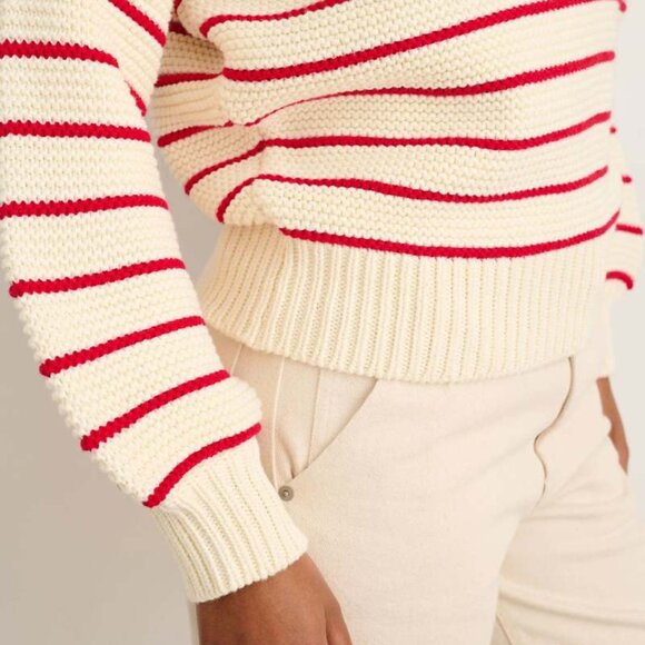 Alex Mill Button Back Cream and Red Striped Sweater size Medium - Picture 4 of 11